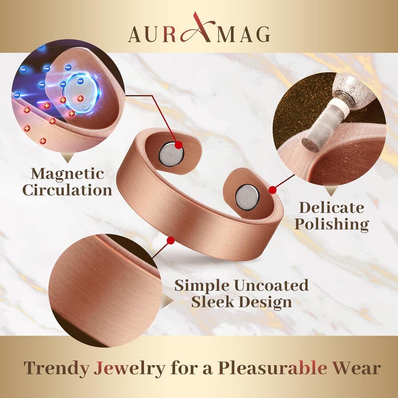 Auramag Copper Rings for Women, Lymph Detox Magnetic Thumb Rings,99.9% Solid Pure Copper Jewelry Gift with Ring Box Products(Set of 2) - Image 3